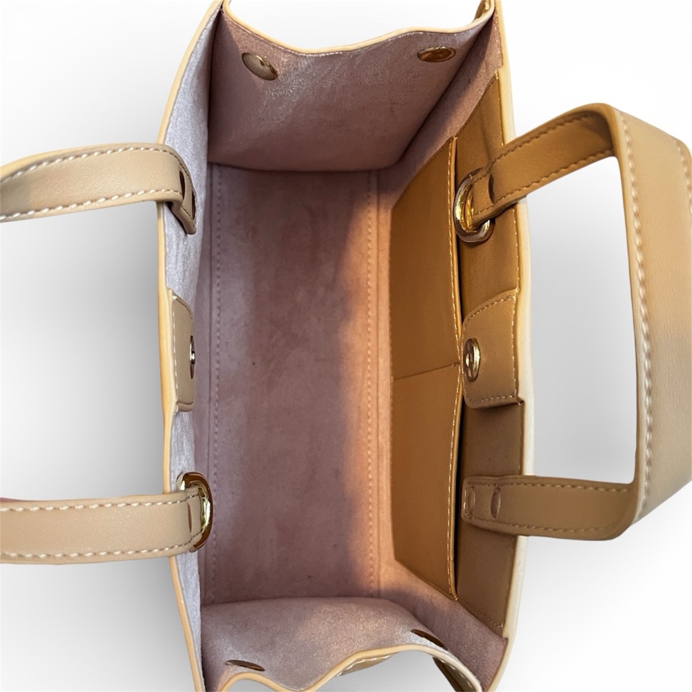 Lark & Ives Structured Mini Tote Tan Vegan Leather Top
Handle Handbag 8”x6.5” - Picture 5 of 12
